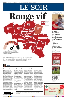 Jaquette Le Soir édition Wallonie