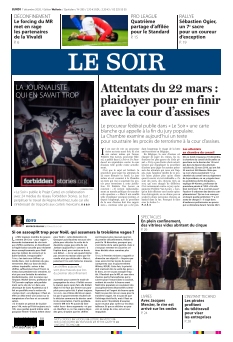 Jaquette Le Soir édition Wallonie